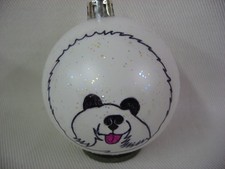 NEW HANDPAINTED BICHON FRISE FACE UNBREAKABLE WHITE CHRISTMAS ORNAMENT 2 1/2"