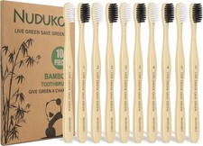Toothbrush 10 Pack Bamboo Toothbrushes - Eco-Friendly Natural Wooden Tooth Brush