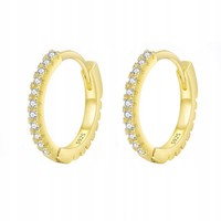 Fraise Ohrringe 1,5Cm Kreise Mit Zirkonen Sterlingsilber S925 14K Vergoldet