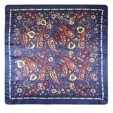 Navy Paisley Wild Rag Satin Scarf 35 Inch Western Scarf Cowgirl Neck Scarf Large