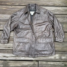 Vintage Eddie Bauer Leather Jacket Mens XL Brown Soft Lambskin Bomber 90s Y2K