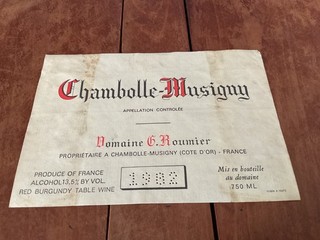 01 ÉTIQUETTE CHAMBOLLE MUSIGNY 1982 DOMAINE GEORGES ROUMIER DÉCOLLÉE