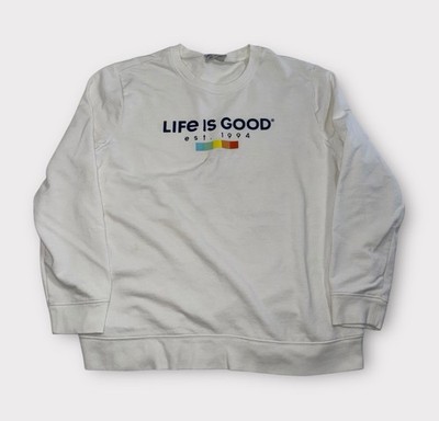 Life Is Good Sweatshirt Womens Size XL White Pullover Crewneck Ladies