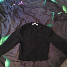 Zara Damen Strickpullover Schwarz Rundhals La...