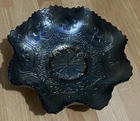 Antique Carnival Glass Fenton 9" Iridescent Bowl 'Dragon & Lotus' Ruffled Rim