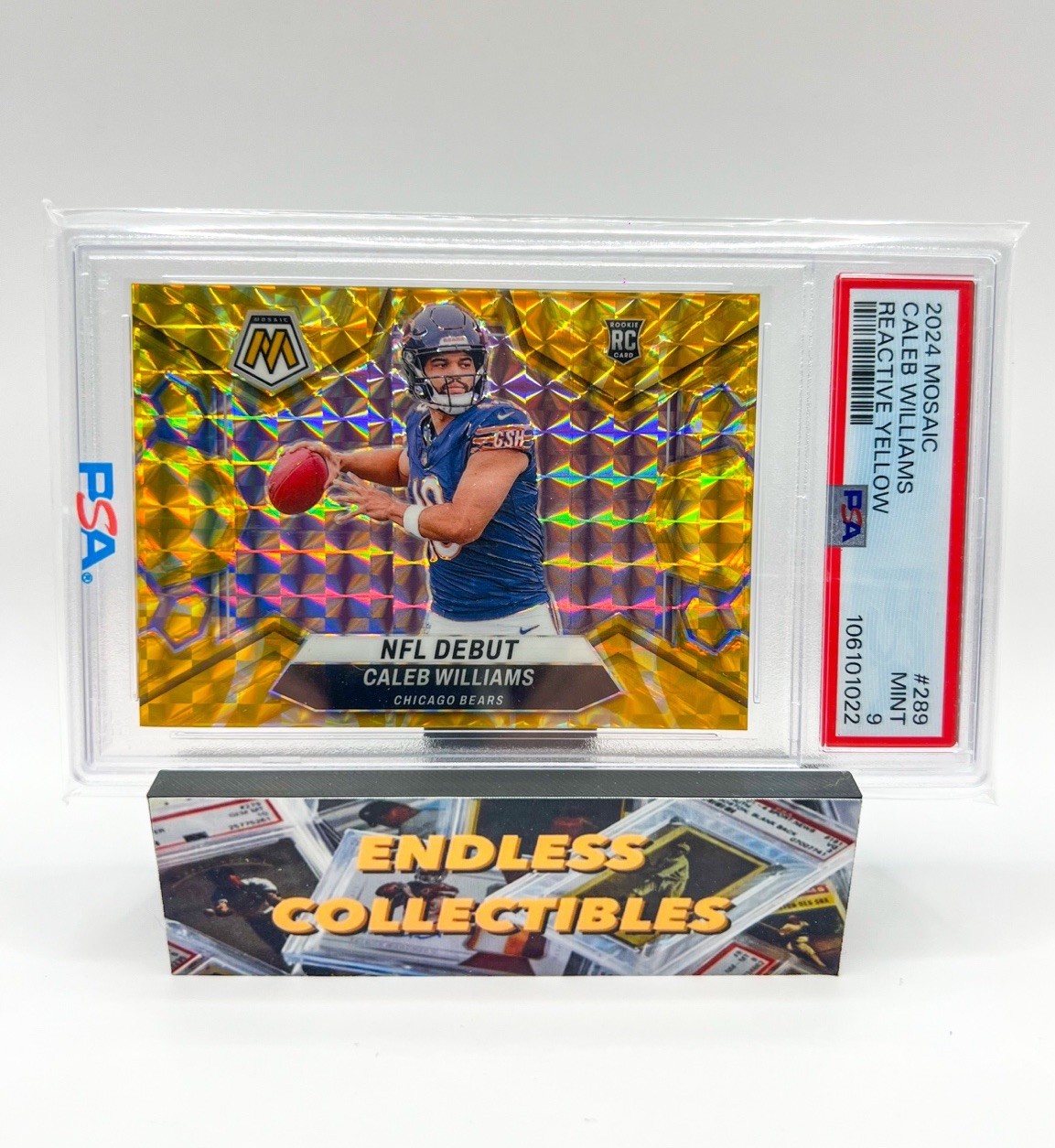 2024 PANINI MOSAIC REACTIVE YELLOW #289 CALEB WILLIAMS ROOKIE RC PSA 9