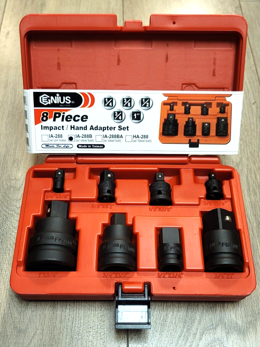 *p(R)ojectR® セット Genius Tools 8pc Master Impact Adapter, Reducer Set 1/4 through 1