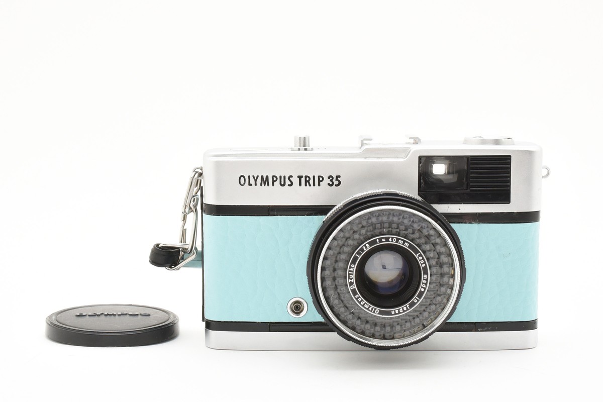 MINT W/ Cap ] OLYMPUS TRIP 35 Light Blue Film Camera Japan
