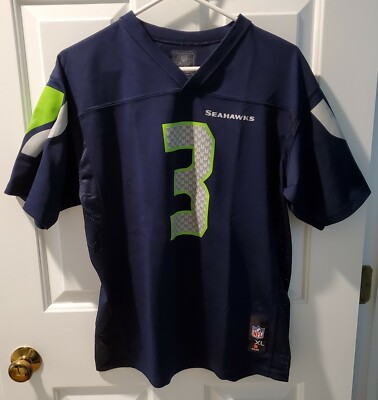 NFL PLAYERS SEATTLE SEAHAWKS RUSSELL WILSON #3 Blue JERSEY YOUTH SZ XL