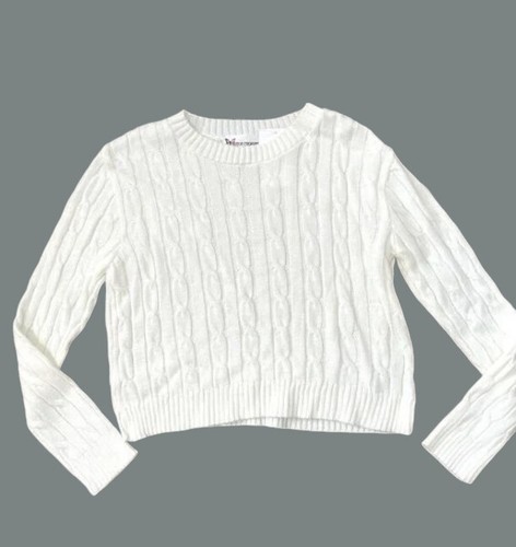 NWT COTTON EMPORIUM L Ivory Cable Knit Sweater Girls - Picture 2 of 7