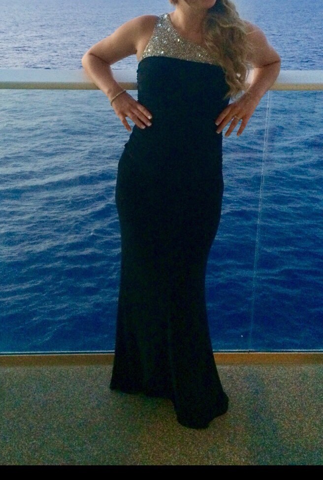 cache black dress one shoulder Cache One-Shoulder Black Fit & Flare Formal Cocktail Wedding Guest Dress Size 6