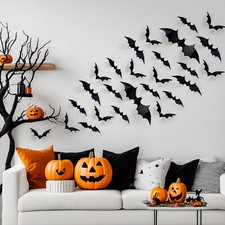 Wrapables 3D Bat Decorative Wall Decor, Decals for Halloween, Parties 60 pcs