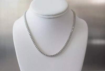Tennis-Halskette 11,4 kt Rundschliff Erdabbau natürlicher Diamant 14 K Weißgold