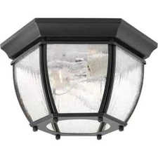 PROGRESS Lighting Black 11in ROMAN COACH 2 Li Outdoor PORCH LIGHT P601931 SEEDED