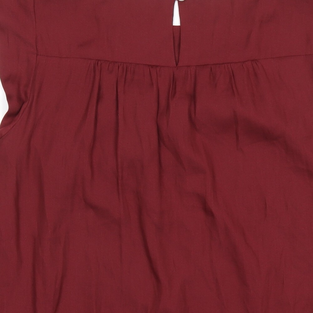 LOFT Womens Red Polyester Basic T-Shirt Size M Ro… - image 4