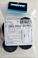 Exotek 1/10 F1 Rubber Front Tires and Foam Inserts 38X Red-Medium (1 Pr) #2194