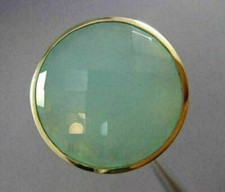 ESTATE LARGE 20CT AAA EXTRA FACET AQUA CHALCEDONY 14K YELLOW GOLD FILIGREE RING