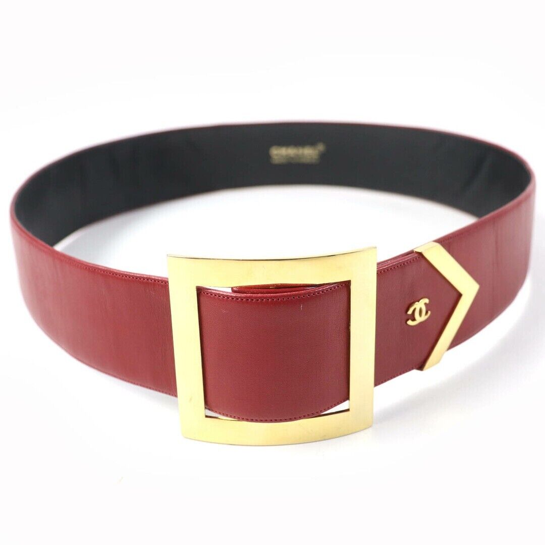 Chanel Vintage Coco Leather Belt Red Auth | eBay
