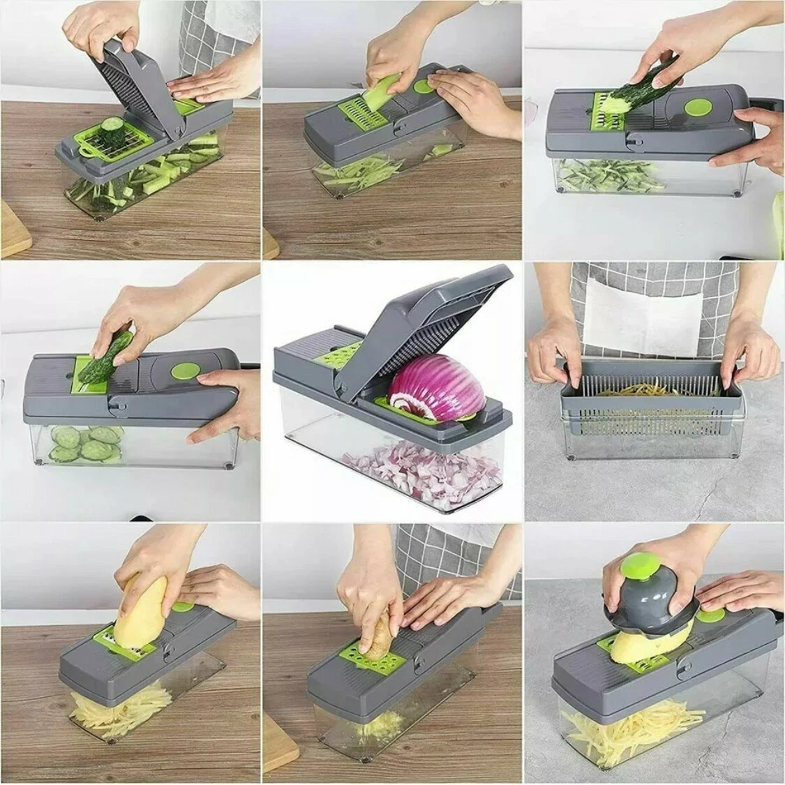 15-In-1 Vegetable Fruit Chopper Cutter Food Onion Veggie Dicer Slicer Kitchen US 15-In-1 Vegetable Fruit Chopper Cutter Food Onion Veggie Dicer Slicer Kitchen US