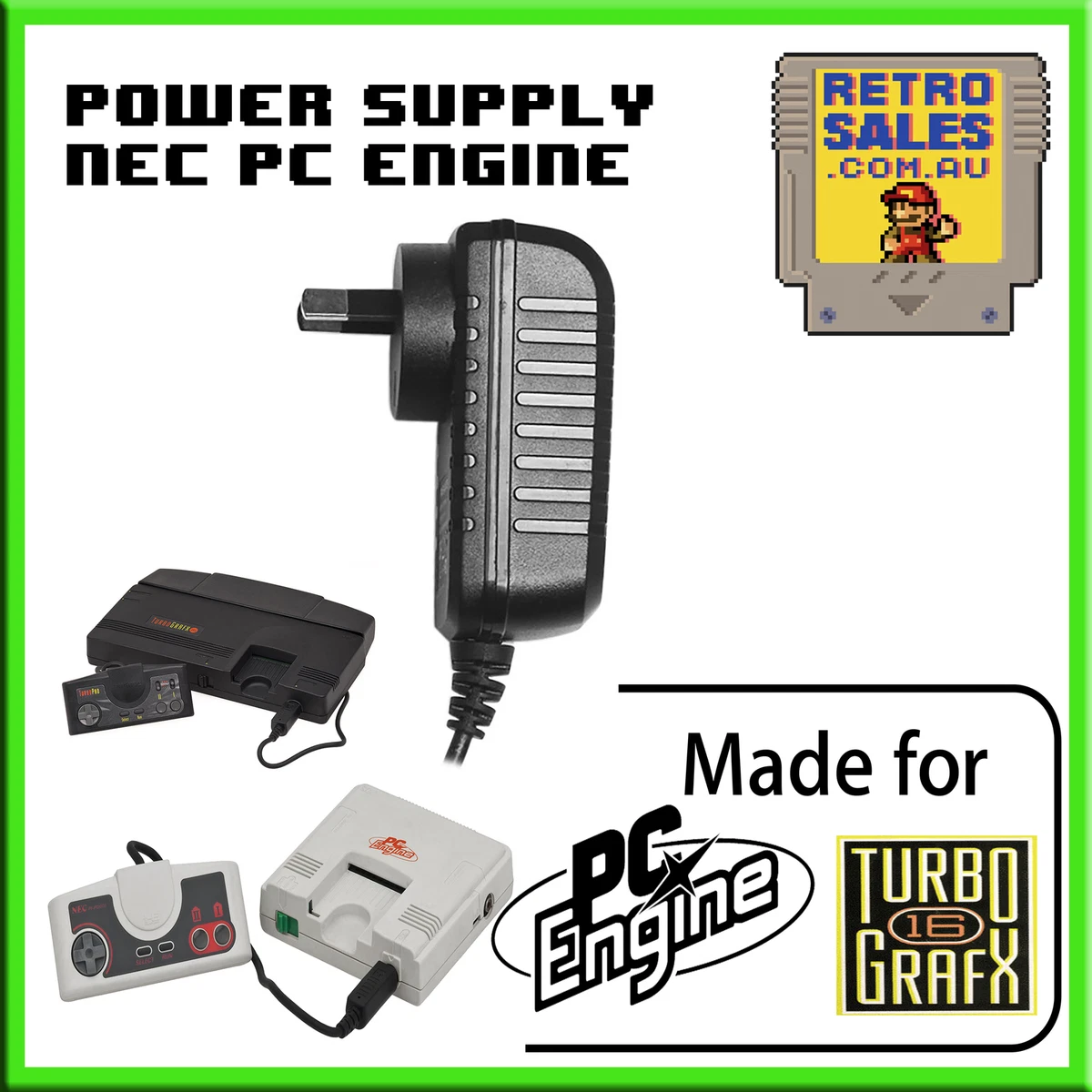 PC Engine TurboGrafx16 Power Supply Adapter Pack AUS Plug