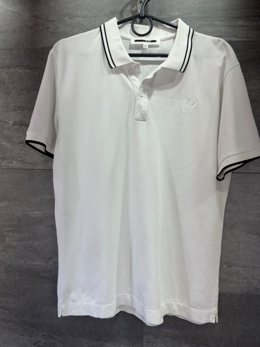 【Alexander McQUEEN】Mini Logo Polo Short Sleeve T-Shirt Alexander McQueen short sleeve polo shirt with embroidered