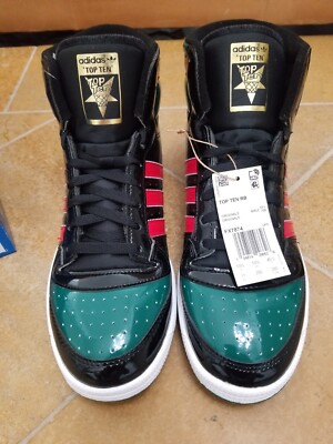 Adidas Top Ten Hi RB Men's Size 11 Black/Green/Red Patent