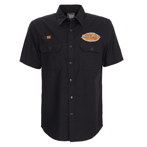 King Kerosin Herren Langarmhemd Workerwear - Racing Design Mit Brustpatch & Streifen