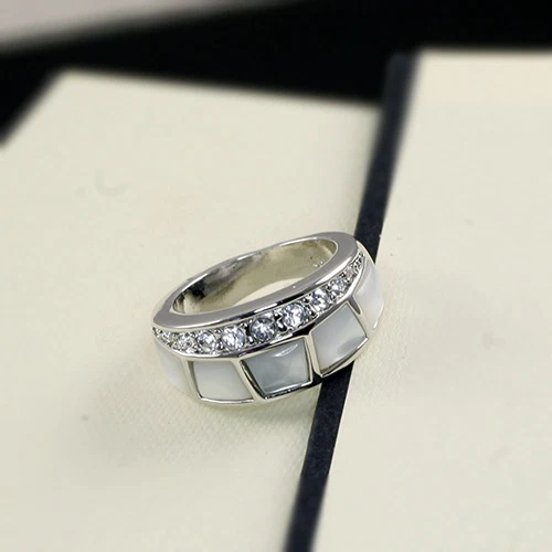 White Gold gp lab Diamond Shell Anniversary Party Fashion Wide Ring Sz 7 - Image 2 of 3