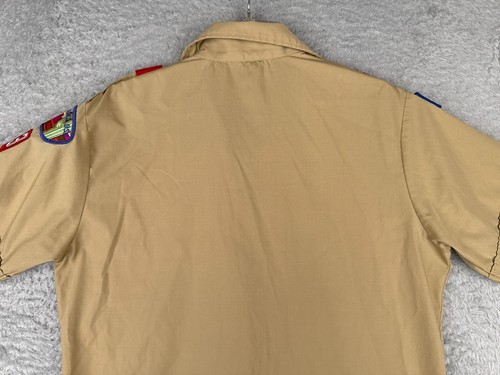 VINTAGE Boy Scouts of America Shirt Adult Medium Beige US Made Button Up Poly AZ - Picture 13 of 14