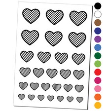 Heart with Stripes Temporary Tattoo Water Resistant Set