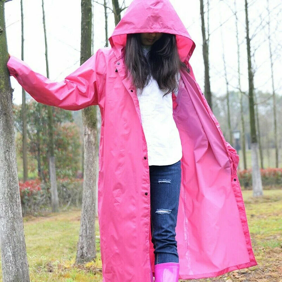 Lady Durable Poncho Hooded Long Jacket Raincoats Outdoor Travel Rainwear Fashion - Image 4 of 4