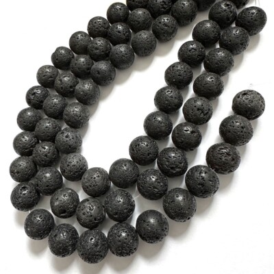 F5-03 - 8 MM LAVA KUGELN STRANG, SCHWARZ
