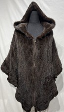 Knitted Mink Mahogany Cape/poncho W/ Hood (118001)