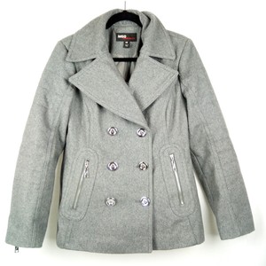 Miss SIXTY Abrigo Mujer Talla M Gris Plata Cremalleras De Lana | eBay