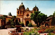 Carmel California Mission San Carlos Borromeo CA Vintage Postcard 1965 Church