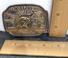 Vintage Liberty Men's Gold Metal 100 Years of Liberty Belt Buckle - 1886-1986