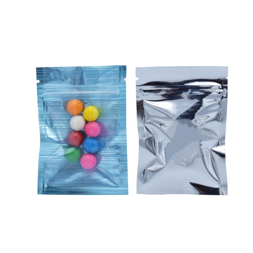 Bolsas de bloqueo de sello de cremallera de almacenamiento de lámina de Mylar diseño azul ventana transparente 100/500/1000 - Imagen 2 de 7