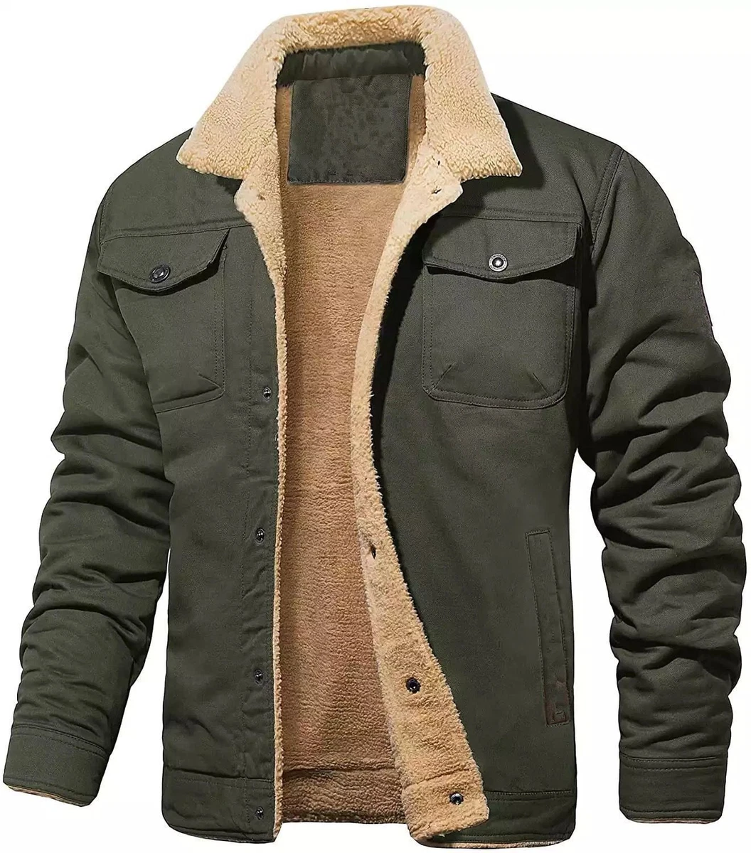Autumn and Winter Men s Jacket Plush Cotton Work Fur Lined Casual