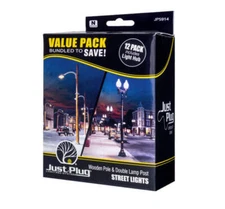 Woodland Scenics JP5914 Wooden Pole & Double Lamp Post Value Pack - N Scale