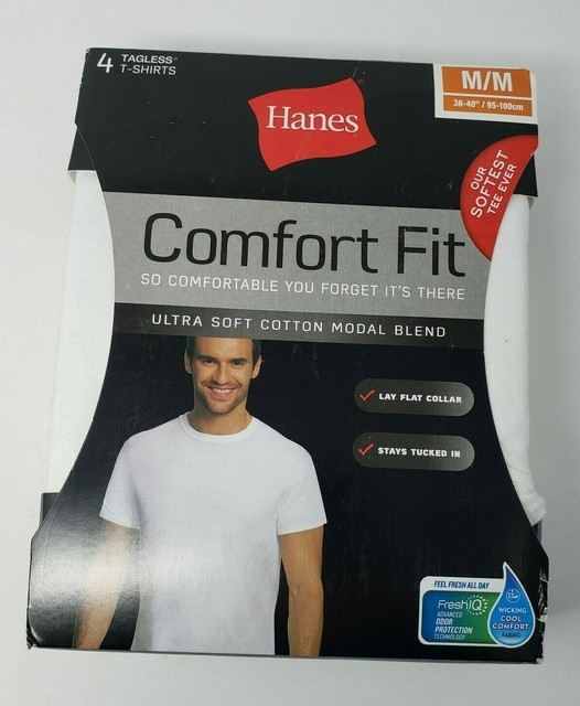Hanes Men's Comfort Fit White Tagless TShirt, 4 Pack M/M "Our Softest