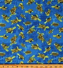 Cotton Sea Turtles Animals Ocean Summer Splash Fabric Print by the Yard D775.20