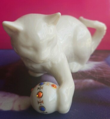 LENOX PORCELAIN CAT PLAYING WITH BALL JEWELED | eBay