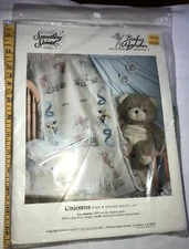 VTG Candamar Something Special Unicorns Unicorn Baby Afghan Cross Stitch #50489