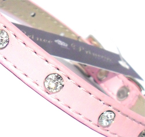 Diamante Crystal Dog Collar / Lead / Set Puppy Rhinestone Baby Pink Blue 6-14" - Picture 33 of 33