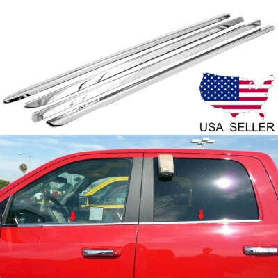 Stainless Steel Window Trim Stainless Steel Window Sill Trim For 2009-2018 Dodge Ram 1500/2500 Crew/Mega Cab - 4pc Set Dodge Ram Window Trim