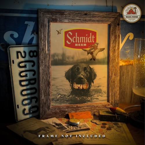 Vintage Schmidt Beer Can Art Print Advertising Sign Breweriana Hunting Artwork - Picture 5 of 9