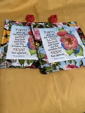 POTHOLDERS HANDMADE SET OF 2 CHARLES SPURGEON QUOTE