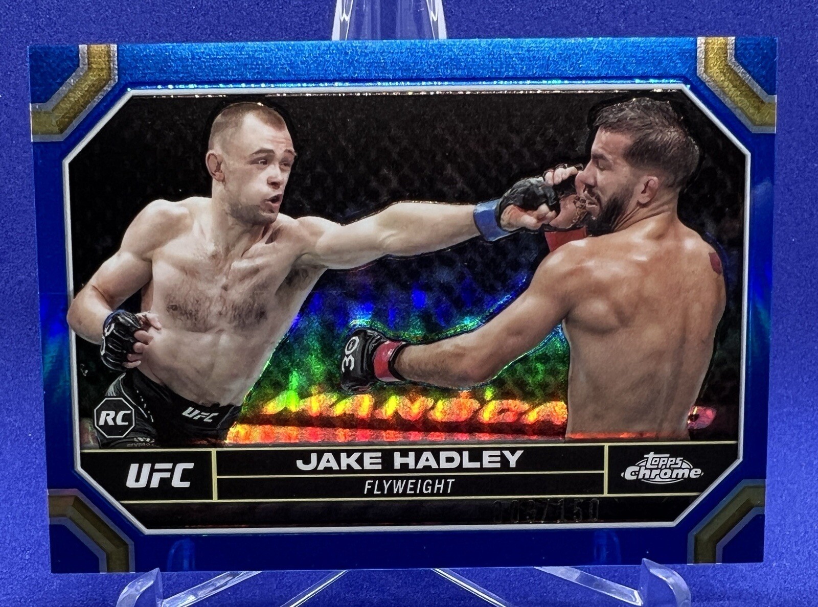 Jake Hadley 2024 Topps Chrome UFC #45 ROOKIE BLUE REFRACTOR RC 9/150 SP READ