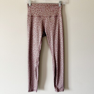 ZYIA Active Mauve Pink Metallic Leopard Print 7/8 Leggings Size Women s 2