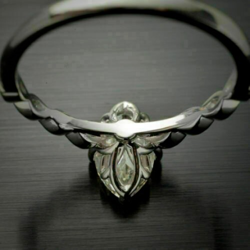 2,4 kt Moissanit-Solitärring im Marquise-Schliff 14 K Weißgold Damen Valentinstag Geschenk - Bild 3 von 6